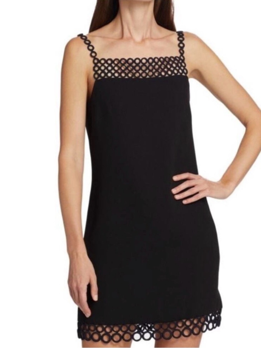 Jonathan Simkhai Black Marlie Crochet Ring Crepe Mini Cocktail Dress